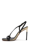 Women's Black Ankle Strap Leather Thin Heel Sandals | Derimod