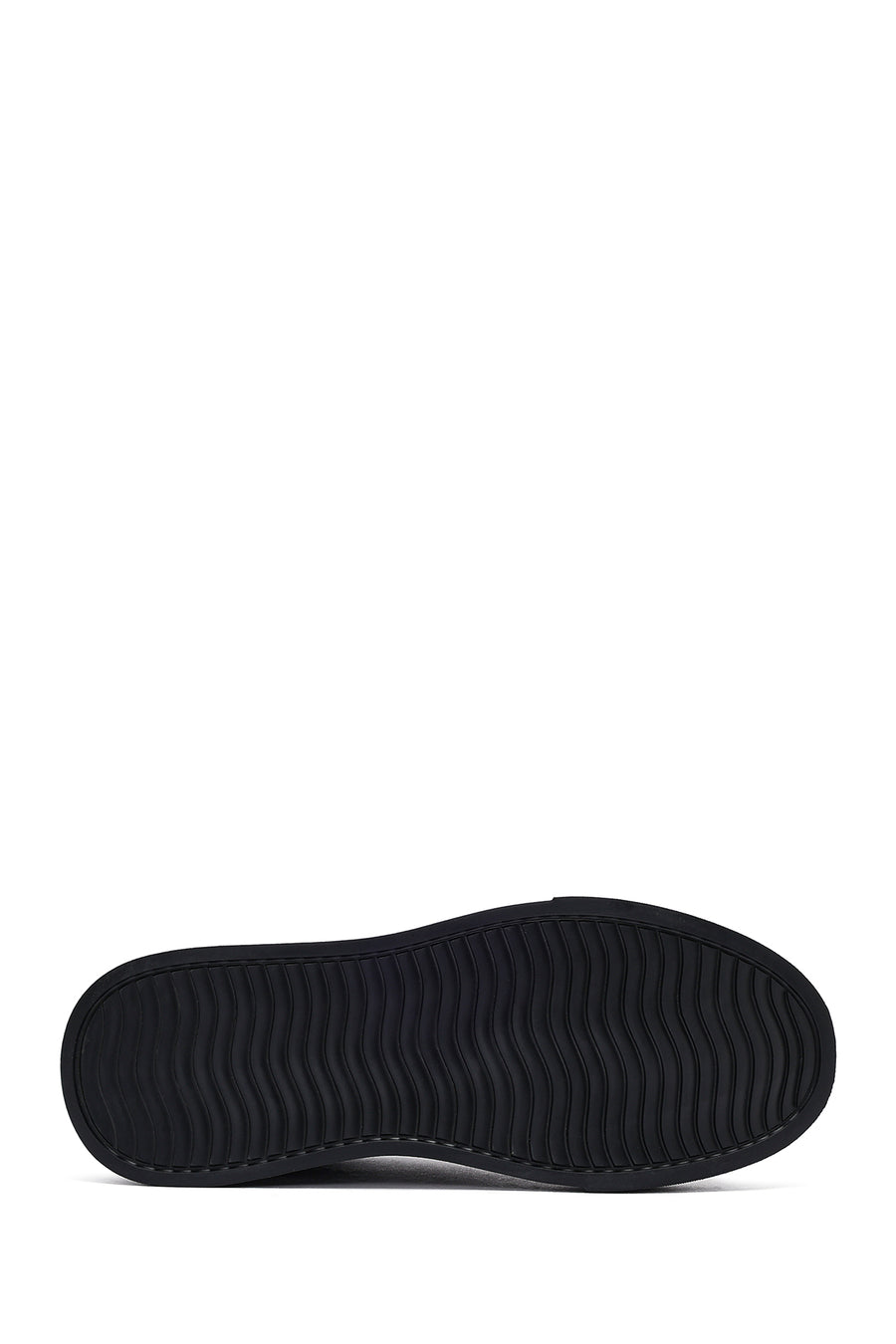 Men's Black Lace-Up Thick Sole Leather Sneakers