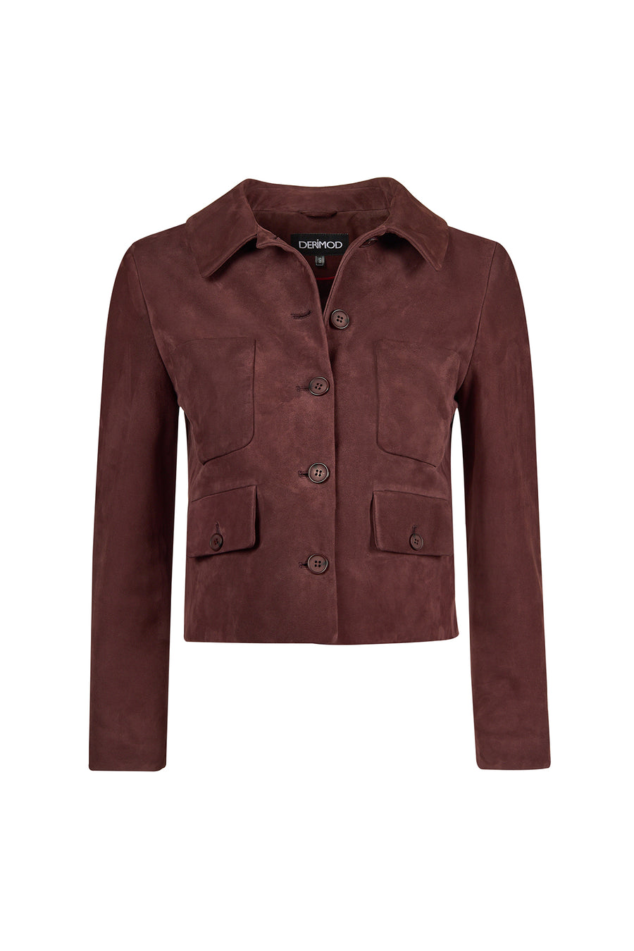 Cassandra Kadın Bordo Slim-Fit Süet Deri Ceket