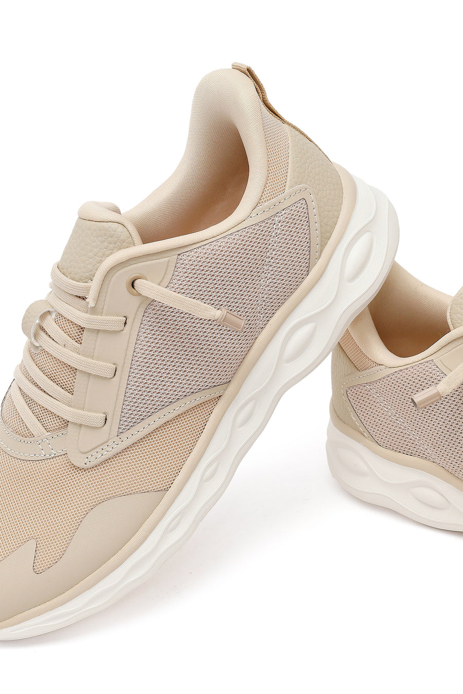 Derimod Zero Women's Beige Laced Thick Soled Fabric Sneakers