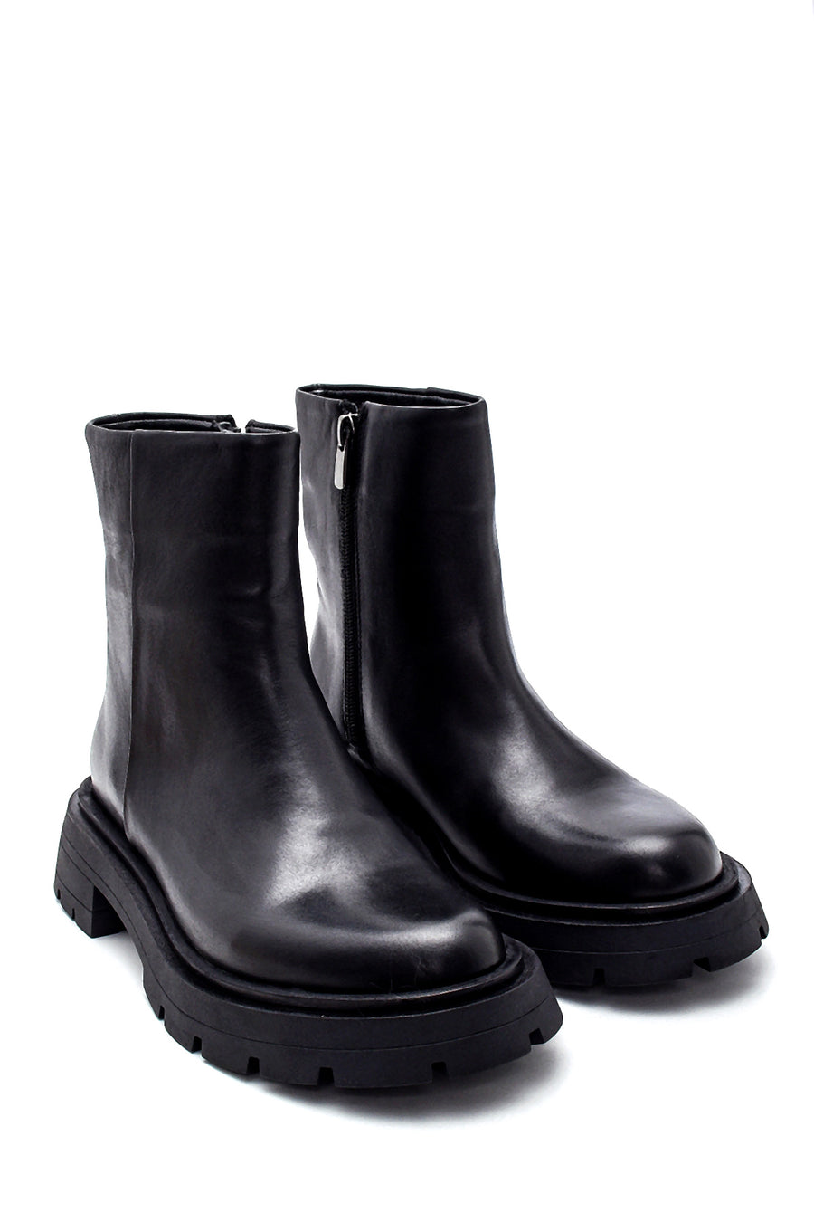 Women's Leather Matte Zipper Boots