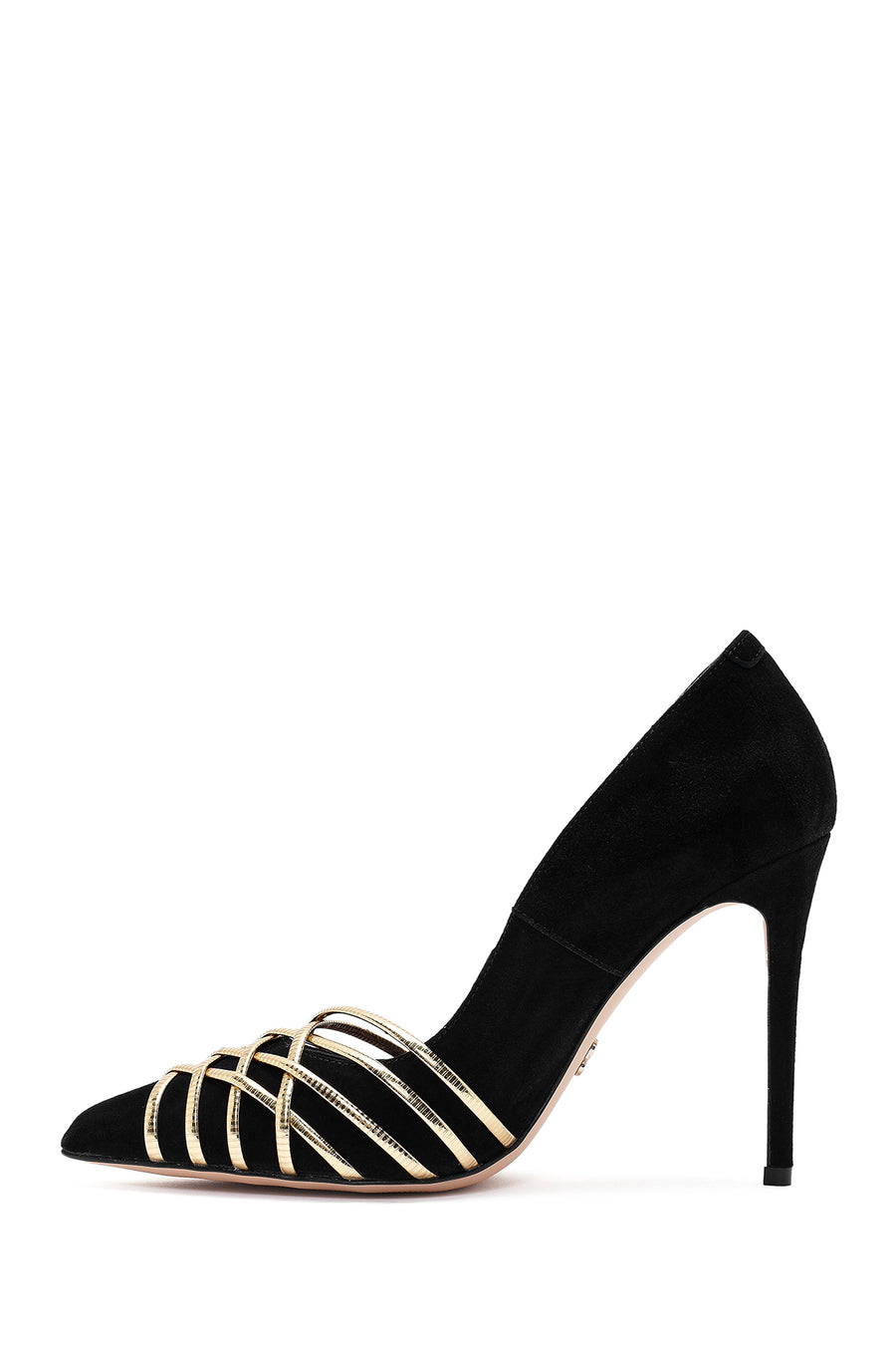 Women's Black Thin Heel Suede Leather Stiletto