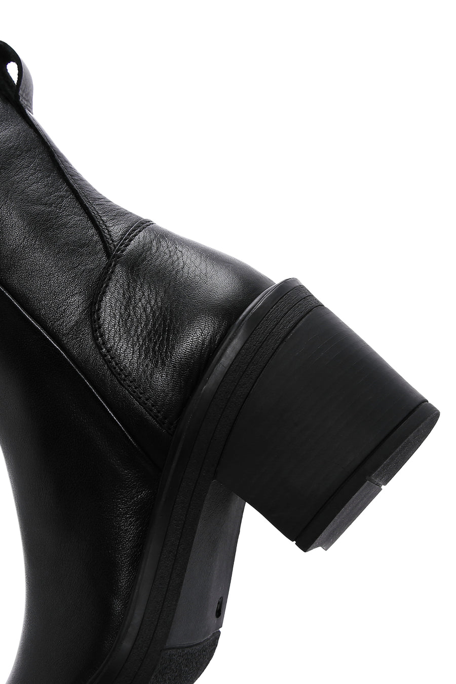 Women's Black Leather Zippered Heeled Boots