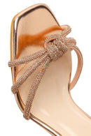Women's Pink Ankle Buckle Stoned Thin Heel Sandals | Derimod