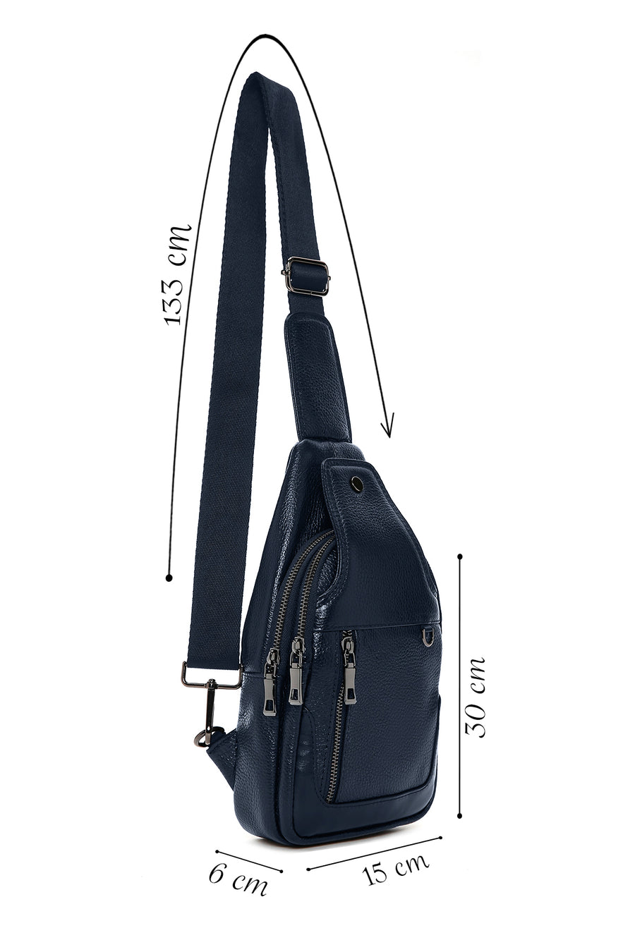 Men's Navy Blue Leather Crossbody Bag