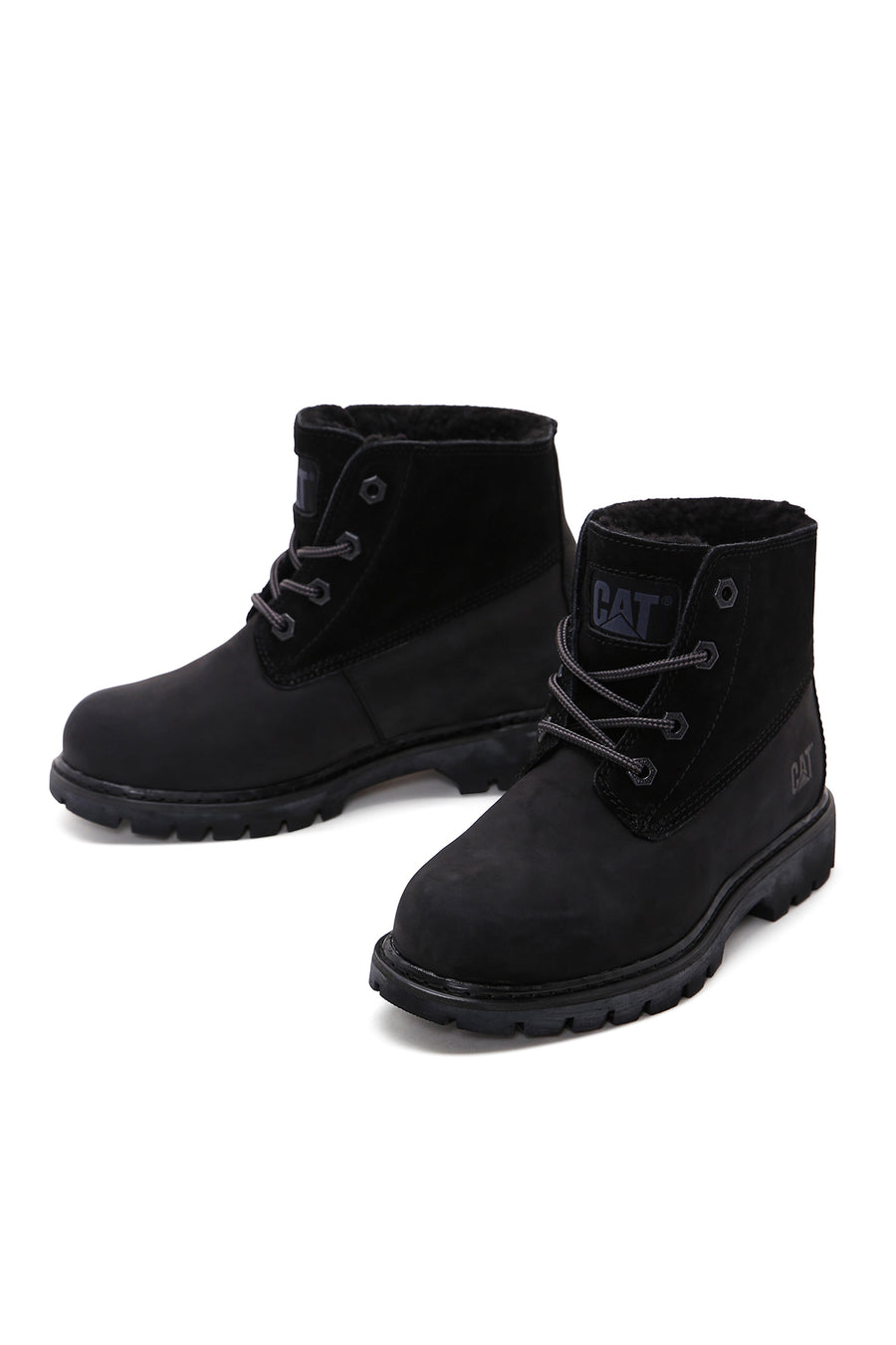 Caterpillar Women's Black Vermont Fur Nubuck Leather Boots
