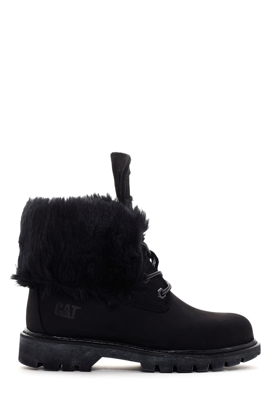 Caterpillar Women's Black Utah Fur Nubuck Leather Lace-up Boots 015Z101184 | Derimod