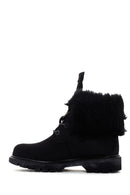 Caterpillar Women's Black Utah Fur Nubuck Leather Lace-up Boots | Derimod