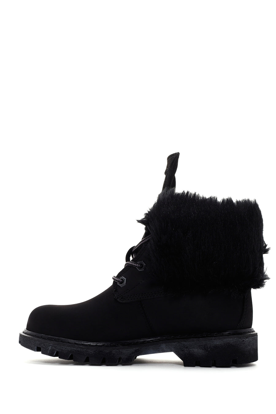 Caterpillar Women's Black Utah Fur Nubuck Leather Lace-up Boots
