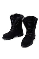 Caterpillar Women's Black Utah Fur Nubuck Leather Lace-up Boots | Derimod