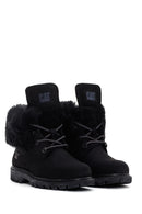 Caterpillar Women's Black Utah Fur Nubuck Leather Lace-up Boots | Derimod
