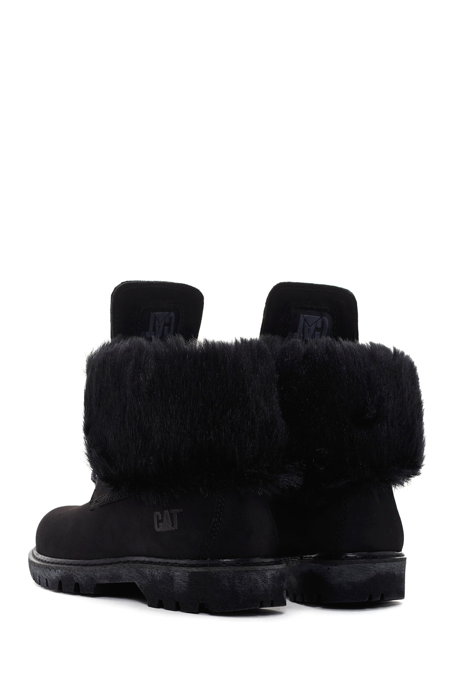 Caterpillar Women's Black Utah Fur Nubuck Leather Lace-up Boots