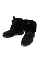 Caterpillar Women's Black Utah Fur Nubuck Leather Lace-up Boots | Derimod