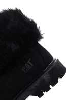 Caterpillar Women's Black Utah Fur Nubuck Leather Lace-up Boots | Derimod