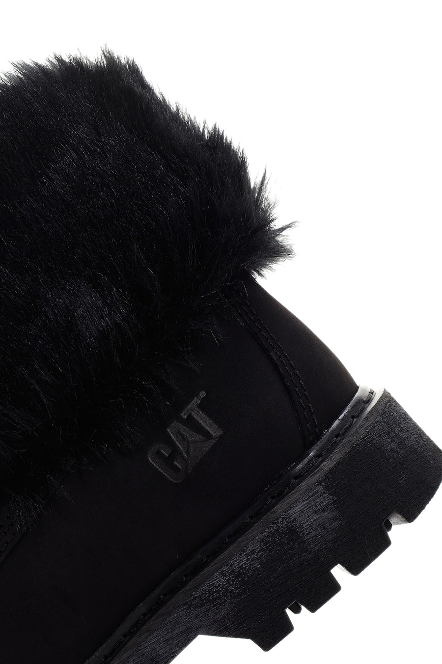 Caterpillar Women's Black Utah Fur Nubuck Leather Lace-up Boots