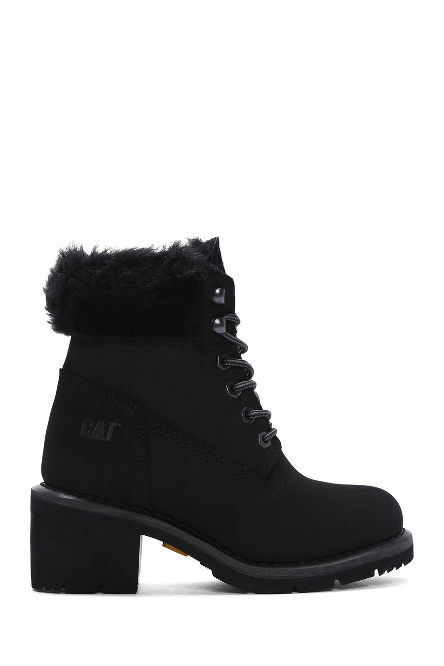 Caterpillar Women's Black Nikki Thick Heeled Nubuck Leather Boots 015Z101217 | Derimod