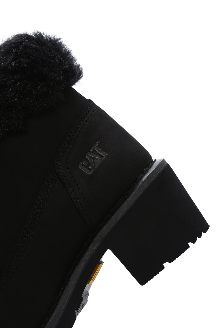 Caterpillar Women's Black Nikki Thick Heeled Nubuck Leather Boots