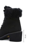 Caterpillar Women's Black Nikki Thick Heeled Nubuck Leather Boots | Derimod