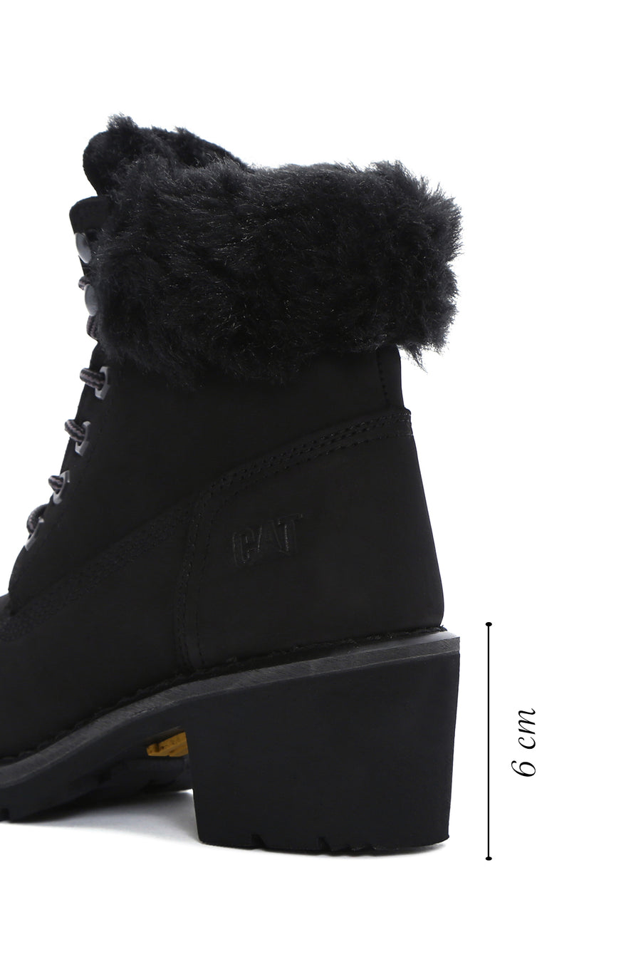 Caterpillar Women's Black Nikki Thick Heeled Nubuck Leather Boots