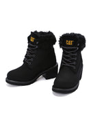Caterpillar Women's Black Nikki Thick Heeled Nubuck Leather Boots | Derimod