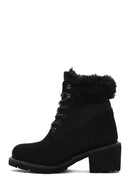 Caterpillar Women's Black Nikki Thick Heeled Nubuck Leather Boots | Derimod