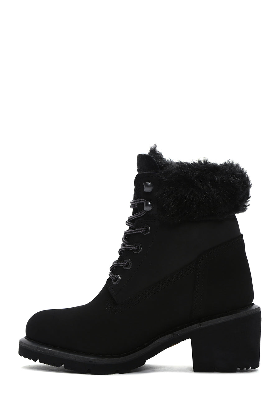 Caterpillar Women's Black Nikki Thick Heeled Nubuck Leather Boots