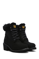 Caterpillar Women's Black Nikki Thick Heeled Nubuck Leather Boots | Derimod