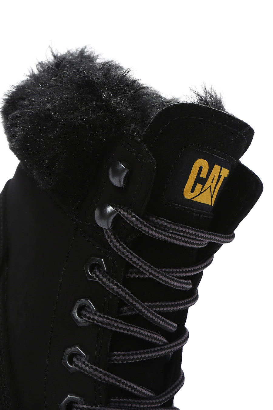 Caterpillar Women's Black Nikki Thick Heeled Nubuck Leather Boots
