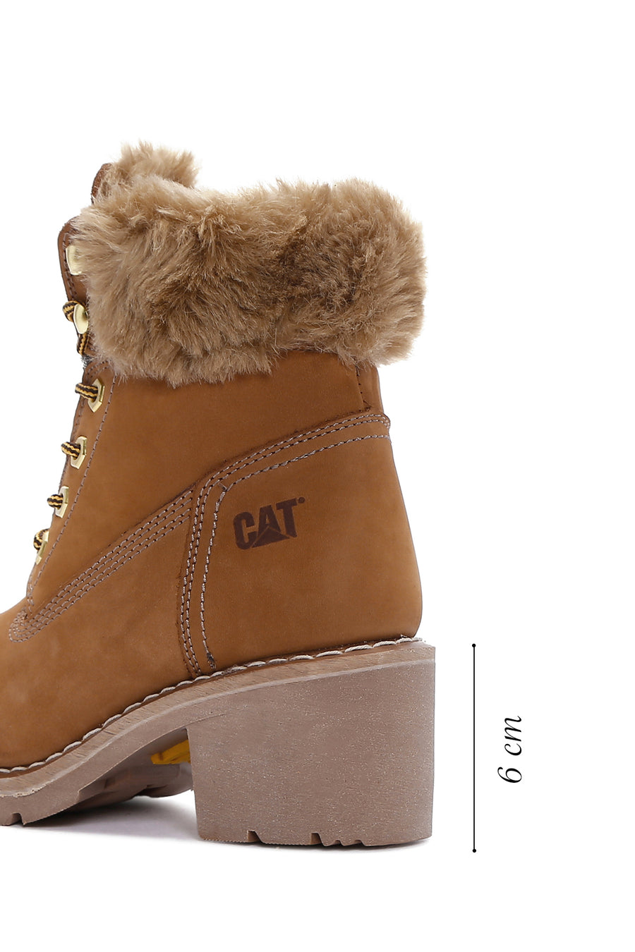 Caterpillar Women's Cinnamon Nikki Thick Heeled Nubuck Leather Boots