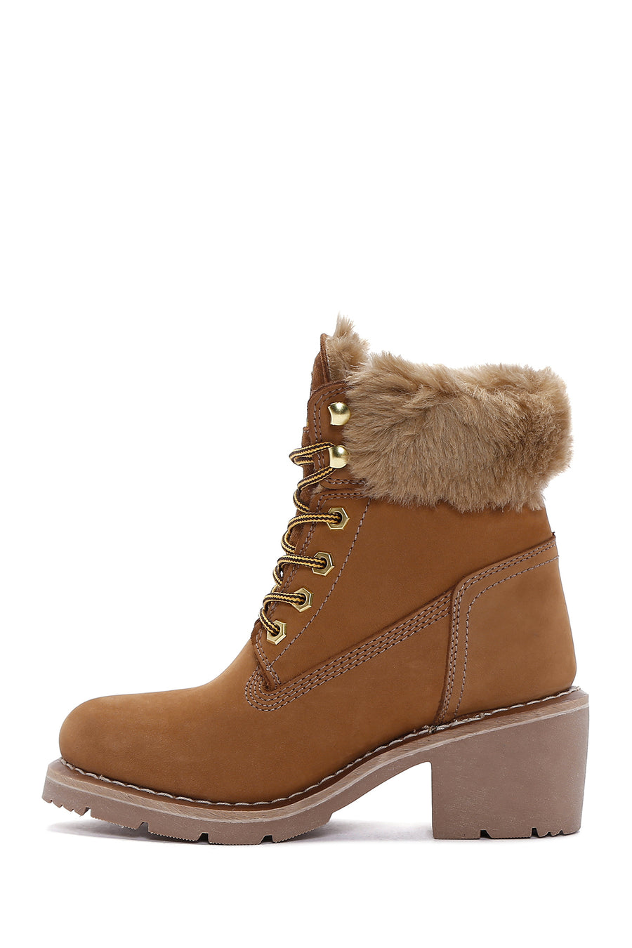 Caterpillar Women's Cinnamon Nikki Thick Heeled Nubuck Leather Boots