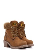 Caterpillar Women's Cinnamon Nikki Thick Heeled Nubuck Leather Boots | Derimod