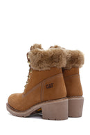 Caterpillar Women's Cinnamon Nikki Thick Heeled Nubuck Leather Boots | Derimod