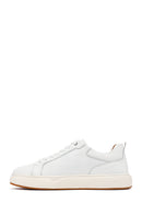 Men's White Lace-Up Thick-Soled Leather Sneakers | Derimod