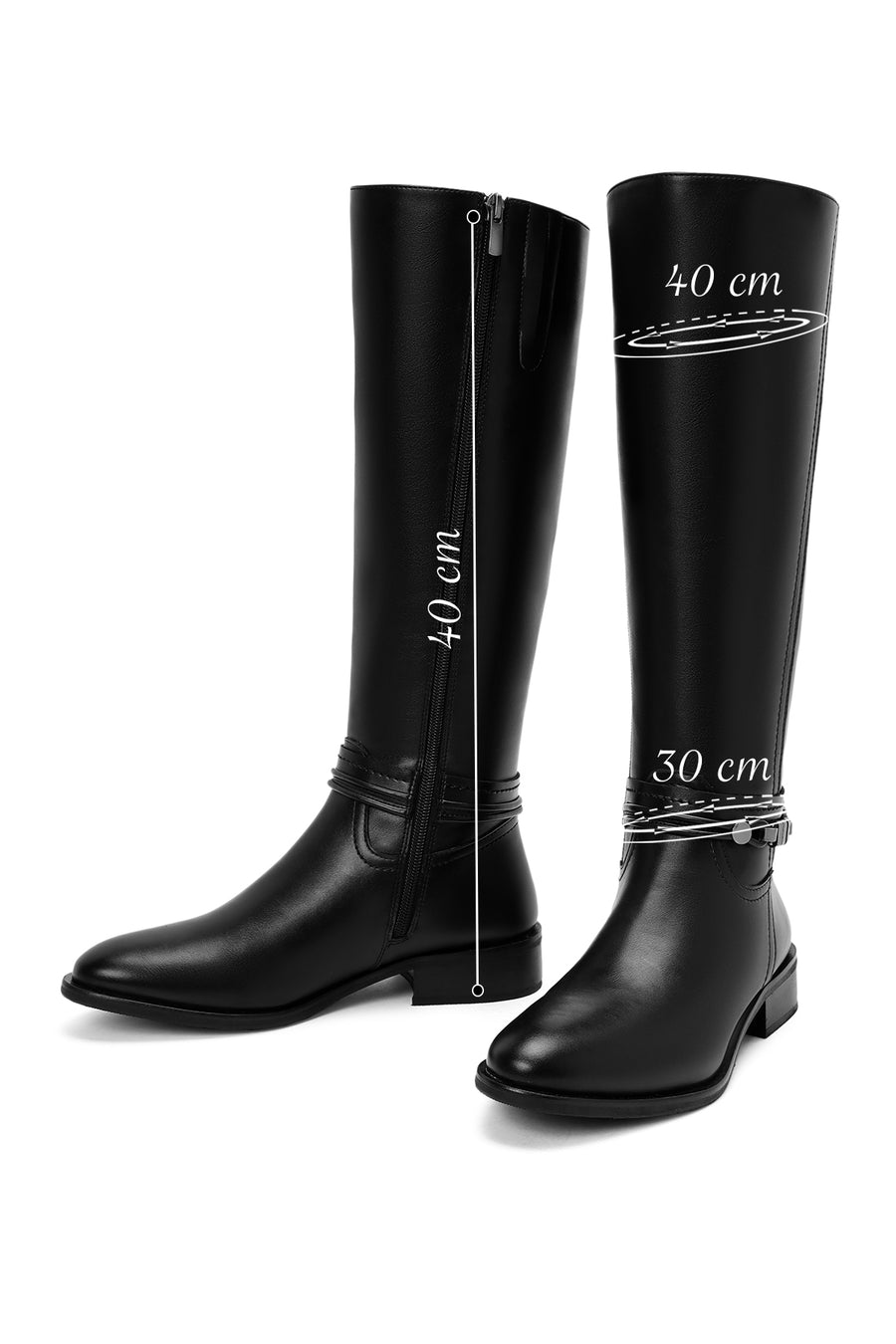 Women's Black Zippered Accessory Detailed Boots