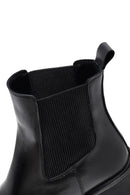 Woman Black Chunky Heels Leather Chelsea Boots | Derimod