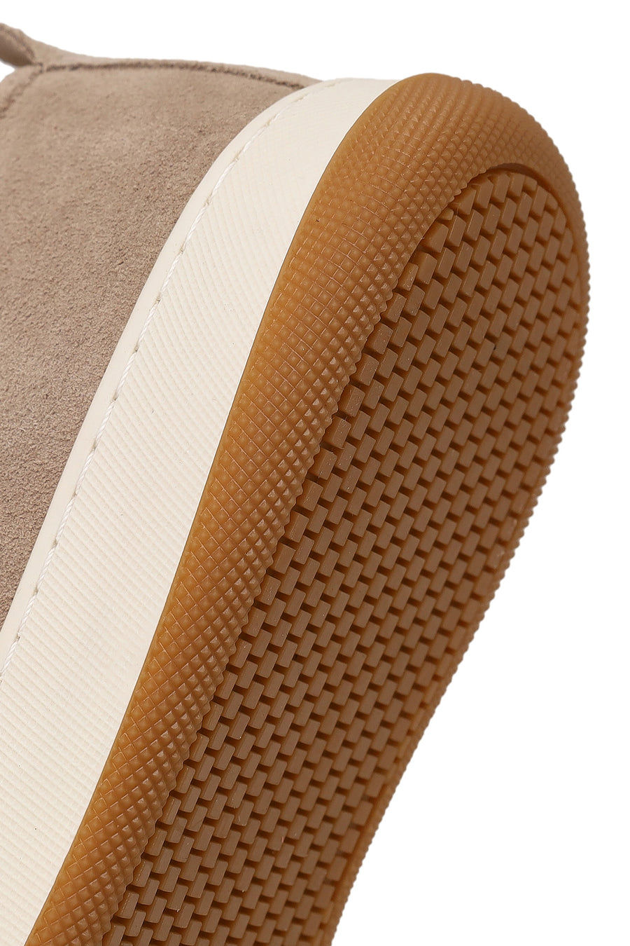 Erkek Bej Bağcıklı Kalın Tabanlı Süet Deri Sneaker