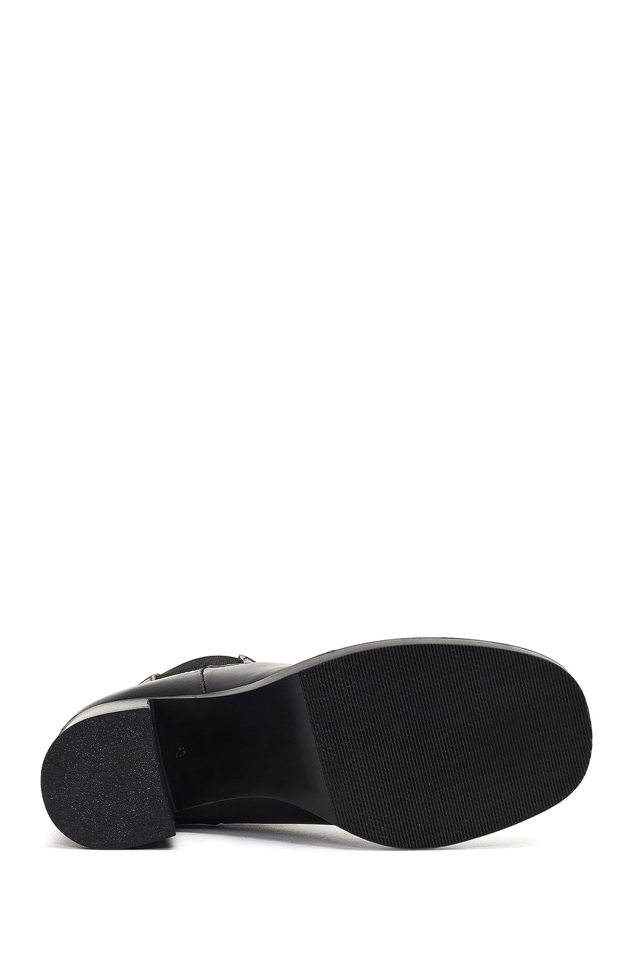 Women's Black Thick Heeled Leather Chelsea Boot