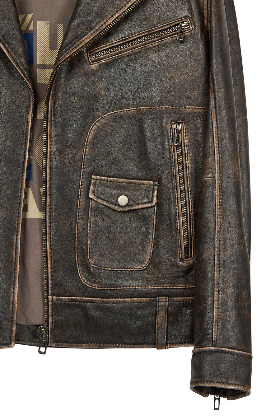 Carter Erkek Kahverengi Biker Deri Mont