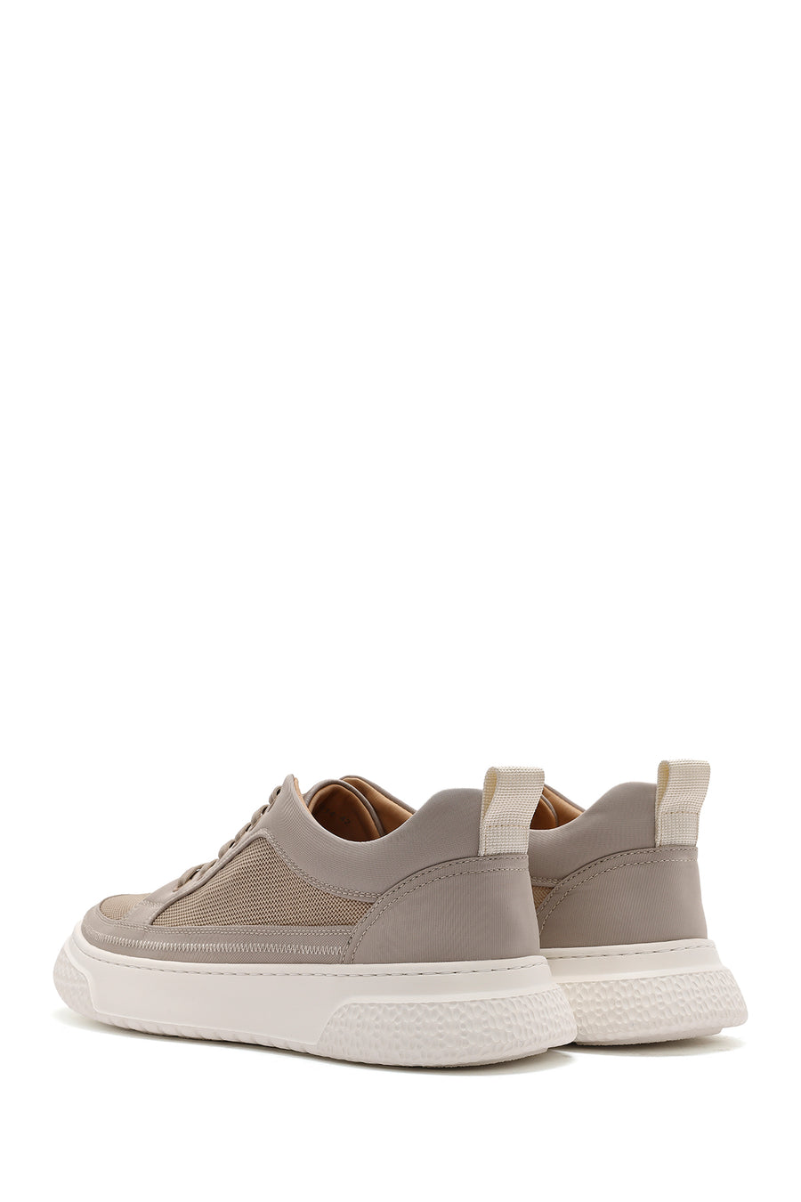 Erkek Bej Bağcıklı Kalın Tabanlı Sneaker