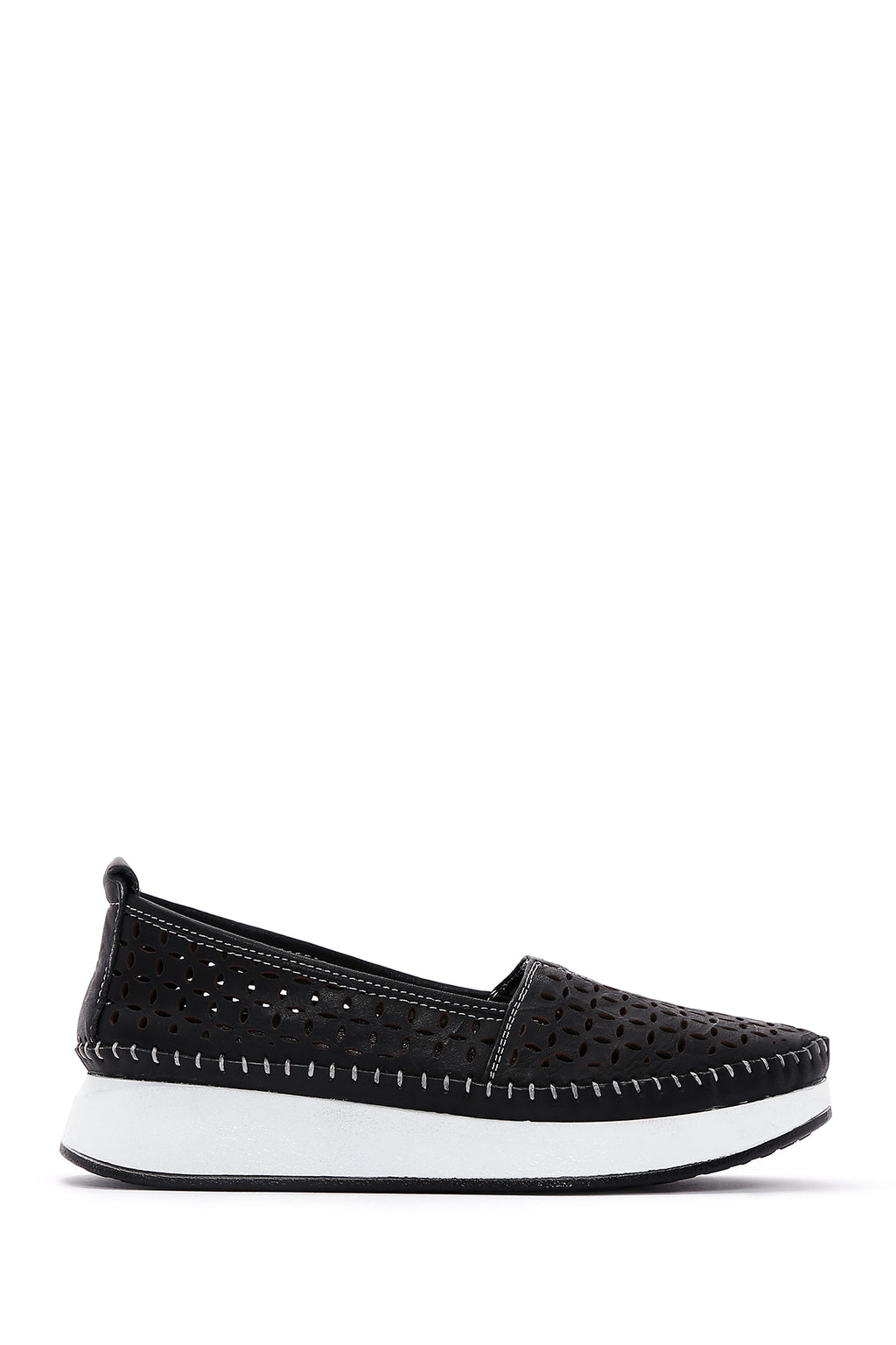 Kadın Siyah Kalın Tabanlı Deri Konfor Loafer