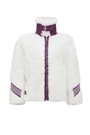 Meribel Women's Multicolored Purple Stripe Detail Teddy Coat | Derimod