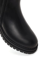 Harley Davidson Woman Black Peking Zip Closure Thick-Soled Leather Boots | Derimod