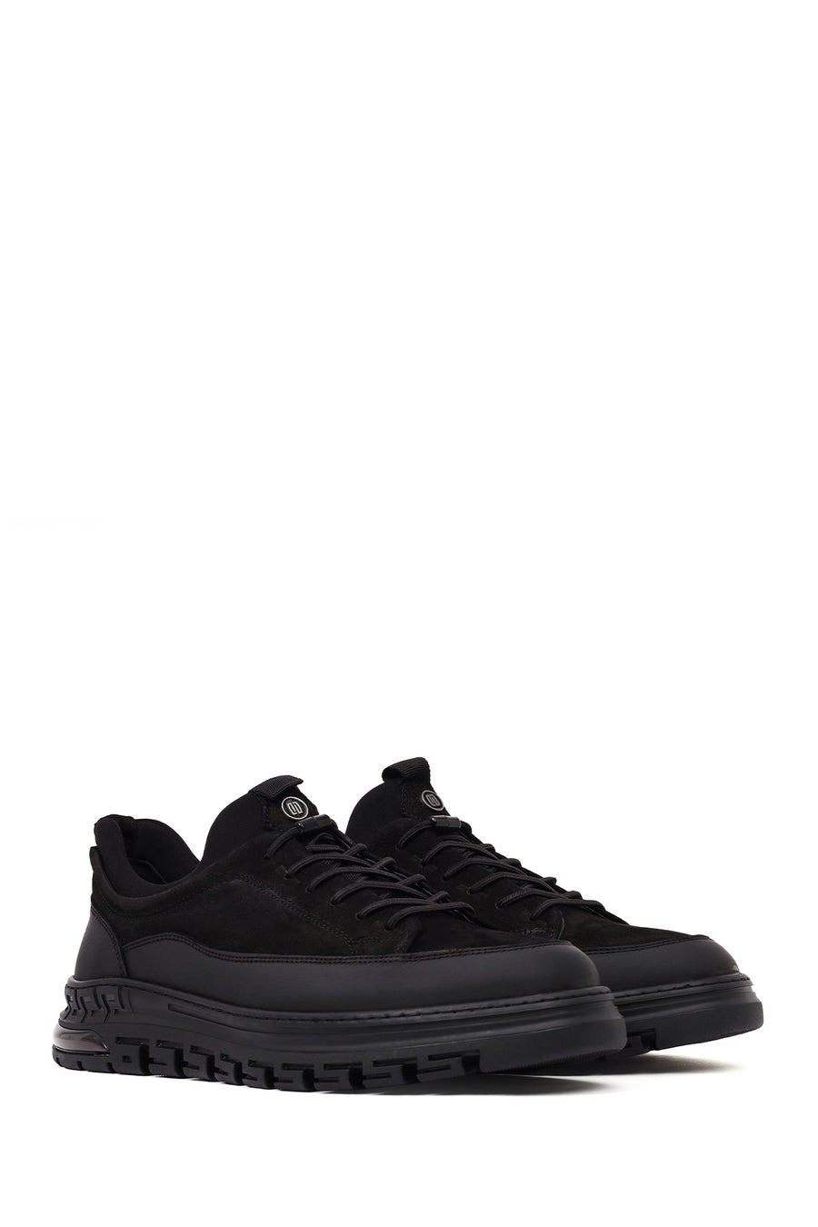 Male Black Lace-Up Nubuck Leather Sneaker