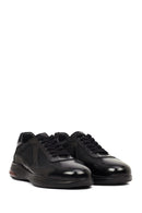 Men's Black Lace-Up Thick-Soled Leather Casual Sneaker | Derimod