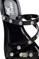 Women's Black Jelly Stone-Embellished Slippers | Derimod