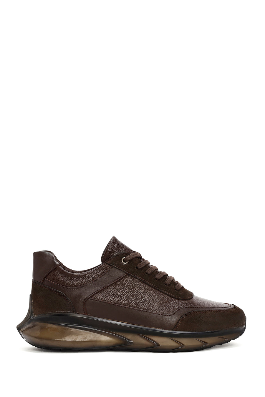 Men's Brown Lace-Up Thick-Soled Leather Casual Sneaker 24WFD660314 | Derimod