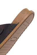 Woman Brown Patterned Glittery Leather Slipper | Derimod