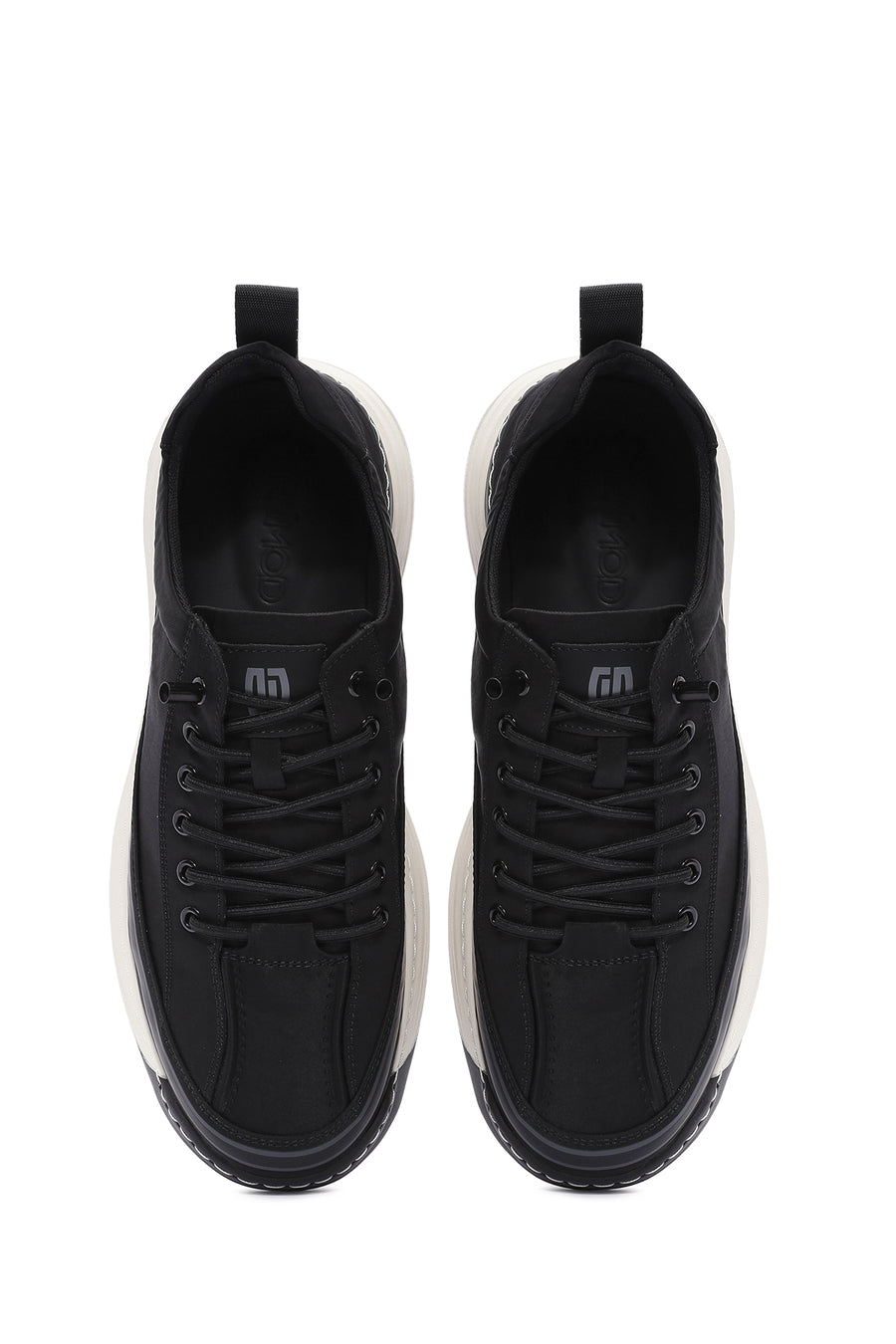 Men's Black Lace-Up Fabric Sneakers