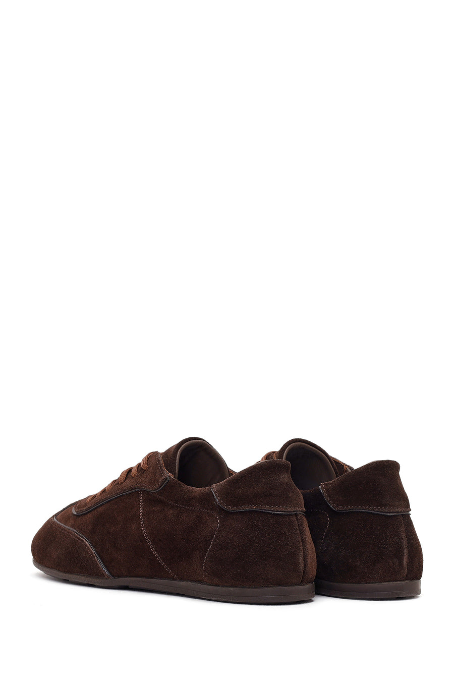 Women's Brown Lace-up Suede Leather Sneaker
