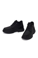 Male Black Lace-Up Chunky-Soled Nubuck Leather Casual Boots | Derimod
